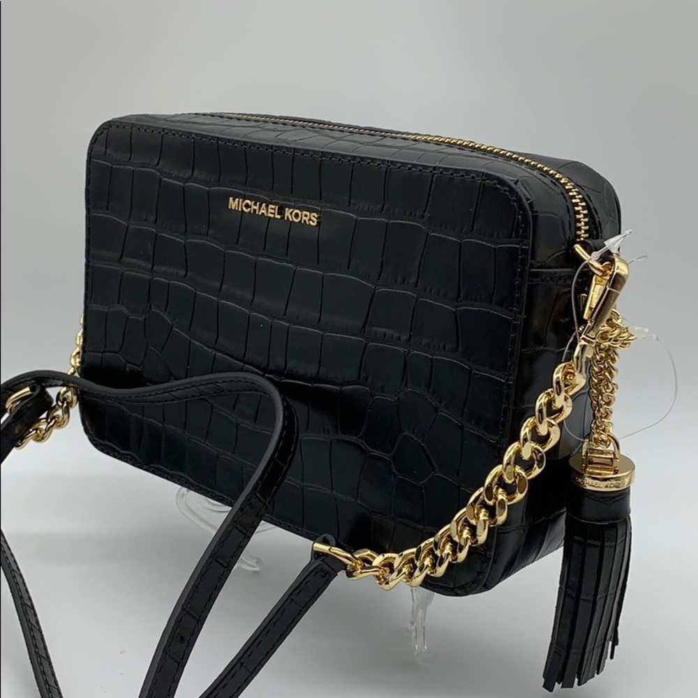 MICHAEL KORS JET SET MD CAMERA BAG EMBROSSED LEATH